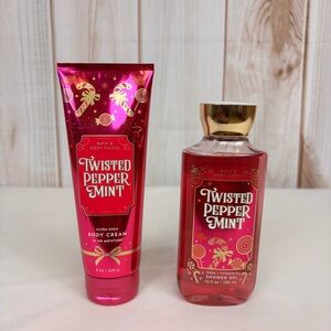Bath & Body Works Twisted Peppermint Shower Wash Body Cream 2 Piece Set